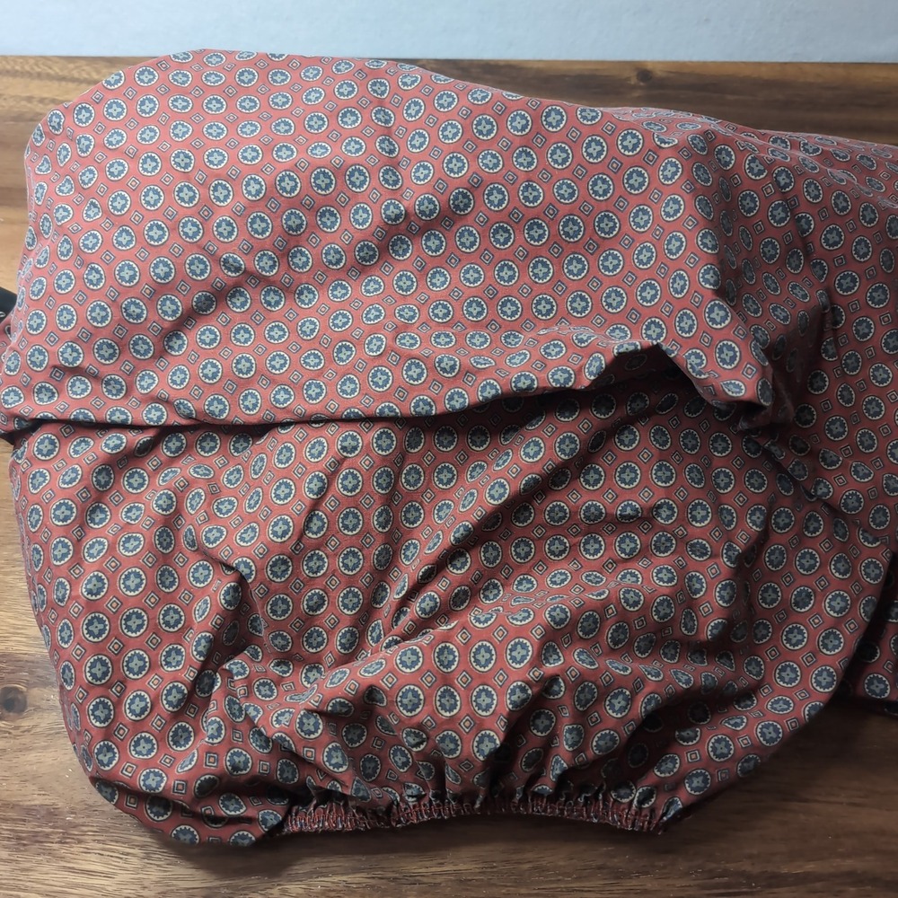 Ralph Lauren Queen Fitted Sheet Vintage Medallion Geometric Print Cotton Red
